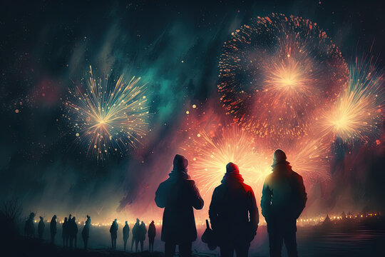individuals taking in the fireworks. Generative AI