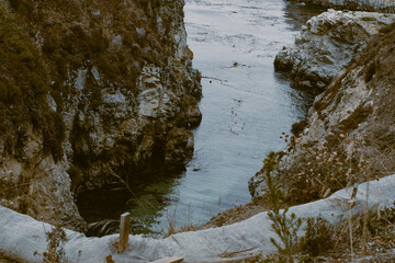 water flowing into the river