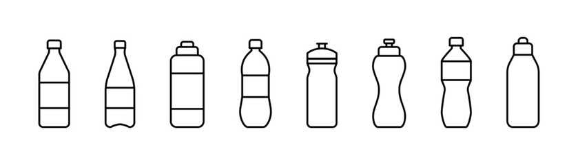 Water bottle icon set. Plastic water bottle. Container water bottle sign. EPS 10