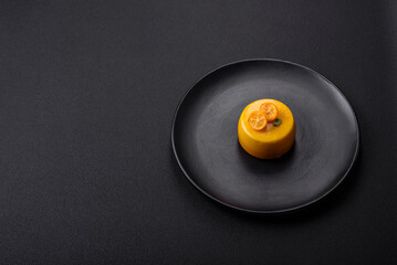 Delicious fresh tartlet with citrus filling and decorated with passion fruit