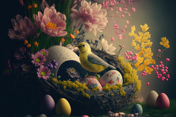 Background of Easter, springtime idea. Generative AI