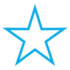 Obraz premium Blue and white vector graphic of a map symbol for an other tourist feature. It consists of a blue five pointed star of a white background