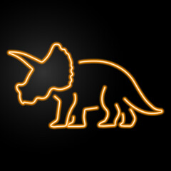 triceratops neon sign, modern glowing banner design, colorful modern design trends on black background. Vector illustration.