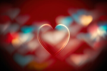 Heart shaped bokeh, minimalist romantic background , Generative AI illustration