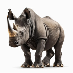 Fototapeta premium Black Rhinoceros full body image with white background ultra realistic