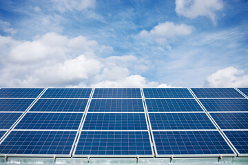 Solar panel, photovoltaic, alternative electricity source - selective focus, copy space