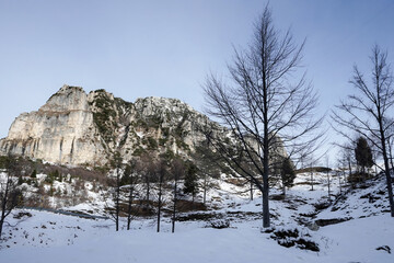 Fototapeta na wymiar Paesaggio invernale con neve