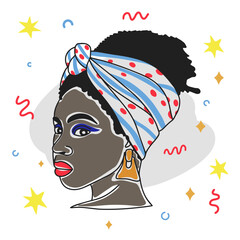 Portrait of a beautiful african girl, banner decoration, colored people