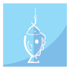 Isolated fish on fishing rod icon Vector