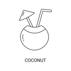 Coconut Umbrella and Straw Icon 