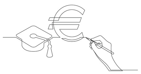 hand drawing business concept sketch of cost of education in euro - PNG image with transparent background