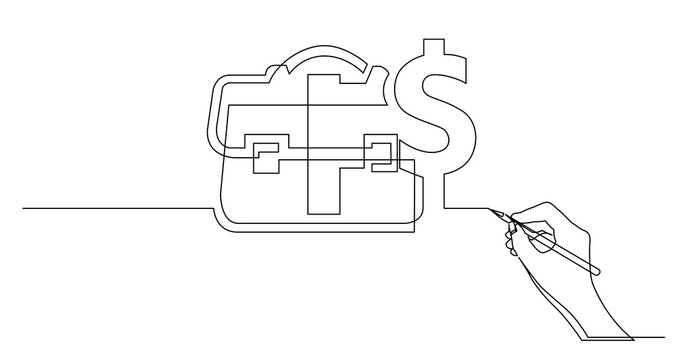 hand drawing business concept sketch of business briefcase with dollar sign - PNG image with transparent background