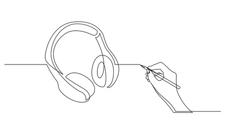 Obraz premium hand drawing business concept sketch of headphones wireless - PNG image with transparent background