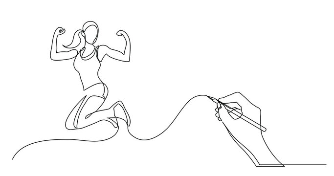 hand drawing business concept sketch of happy healthy woman - PNG image with transparent background