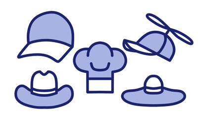 hat icon set collection,chef, cowboy, modern