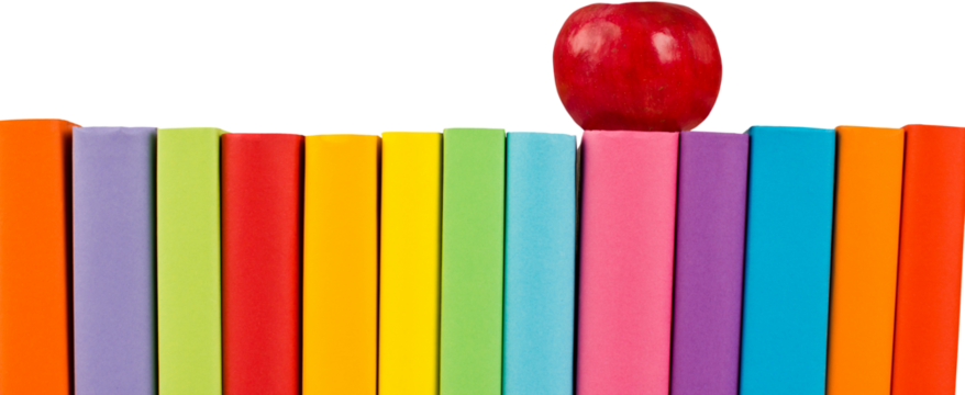 Books in a row - isolated image