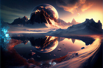 Landscape on an icy planet