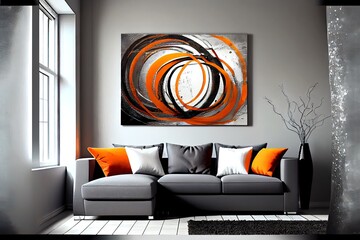 Abstract art modern orange painting on wall
generative ai
