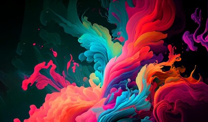 Obraz premium Abstract multicolored palette texture motion paint background swirling colors generative ai