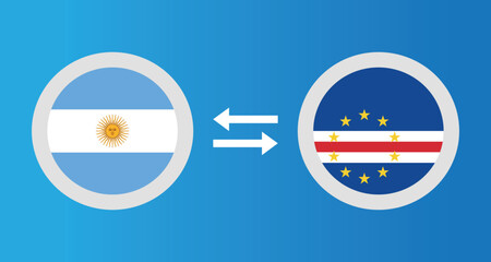 round icons with Argentina and Cape Verde flag exchange rate concept graphic element Illustration template design
