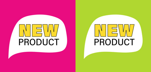 New product speech bubbles for business, marketing and advertising
