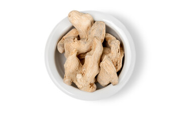 Asian colorful spices in white ceramic plate