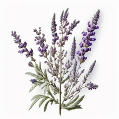 Blooming lavender on a white background