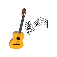 guitar and music notes