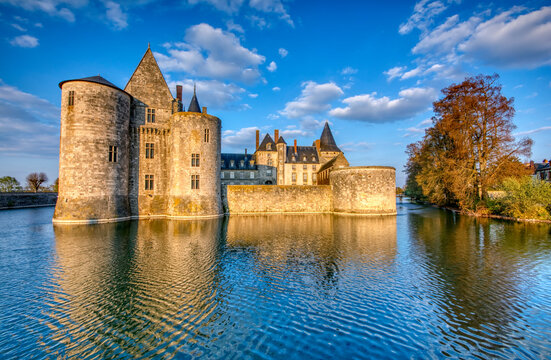 Famous medieval castle Sully sur Loire, Loire valley, France.