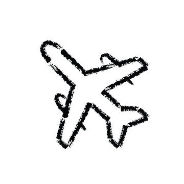 recommend clip art: brush stroke hand drawn icon of airplane - PNG image with transparent background