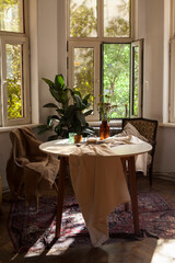 table and chairs in a restaurant