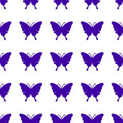 Obraz na płótnie Canvas Vector cute butterfly seamless repeat pattern design background. Trendy colorful butterflies silhouettes for fashion, cover, textile.