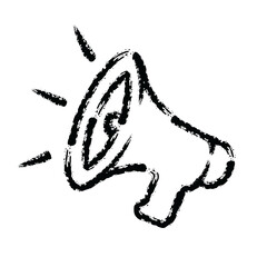 brush stroke hand drawn icon of loud speaker megaphon - PNG image with transparent background