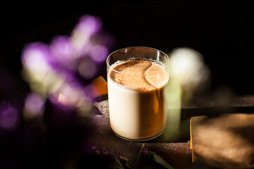 cup of cappuccino in autumn