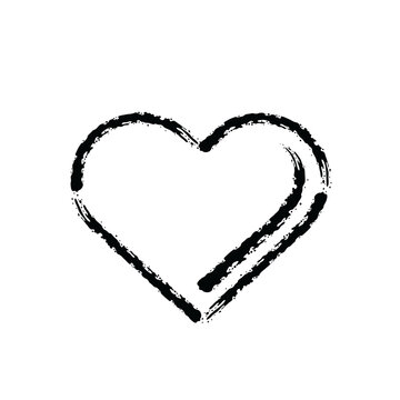 brush stroke hand drawn icon of love heart - PNG image with transparent background