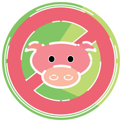 Isolated pig avatar on prohibion signal Vegan lifestyle Vector