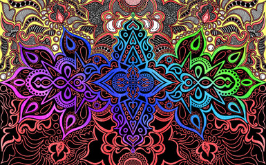 abstract multicolor floral mandala