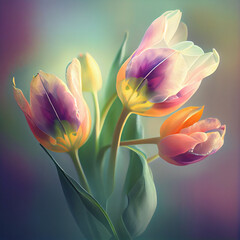 Pastel tulips double exposure generative ai
