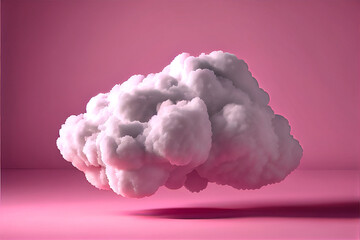 A fluffy white cloud with a pink background