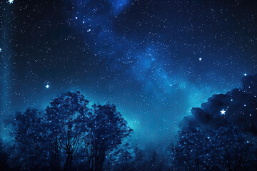 Obraz na płótnie Canvas Night blue sky with stars. The texture of a blue sky with stars. Generative AI
