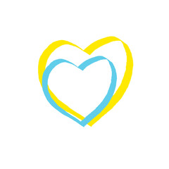 Heart yellow and blue color. Fashion graphic design. 