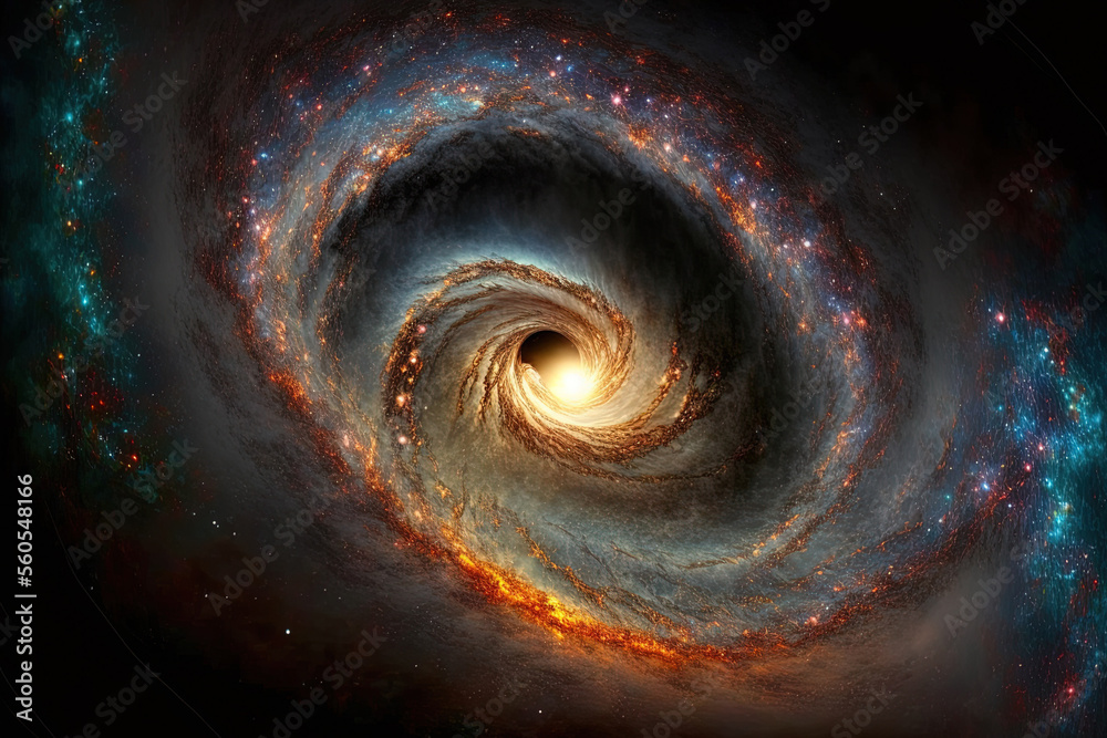 Poster really stunning galaxy in the universe. dark hole. generative ai