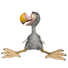 dodo cartoon is sitting and happy on front view © DM7