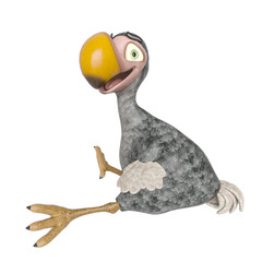 dodo cartoon is sitting and happy on side view © DM7