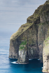 Ásmundarstakkur, bird cliffs, sea stack and rock formation in Suduroy, Faroe Islands, Northern Europe