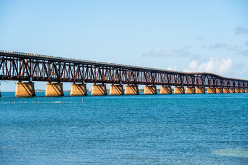 Bahia Honda Railroad Bridge connecting Florida Keys islands, Florida, USA.