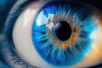 close up of a brilliant blue eye. Generative AI