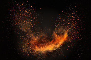 Fototapeta na wymiar Fire embers particles over black background. Fire sparks background. Abstract dark glitter fire particles lights. Generative AI