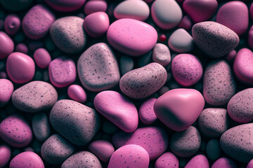 Obraz na płótnie Canvas pink and purple stones, colorful background, small pebbles, rocky beach