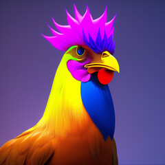 rooster in multicolor, generative ai
